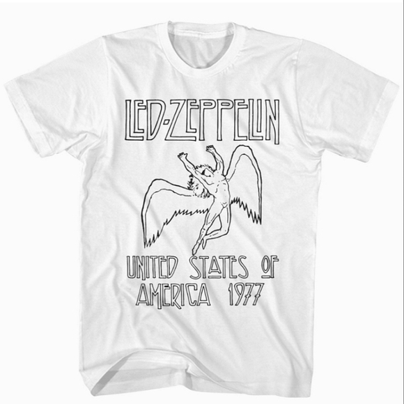 Tultex Other - Led Zeppelin USA 1977 Swan Song White Shirt